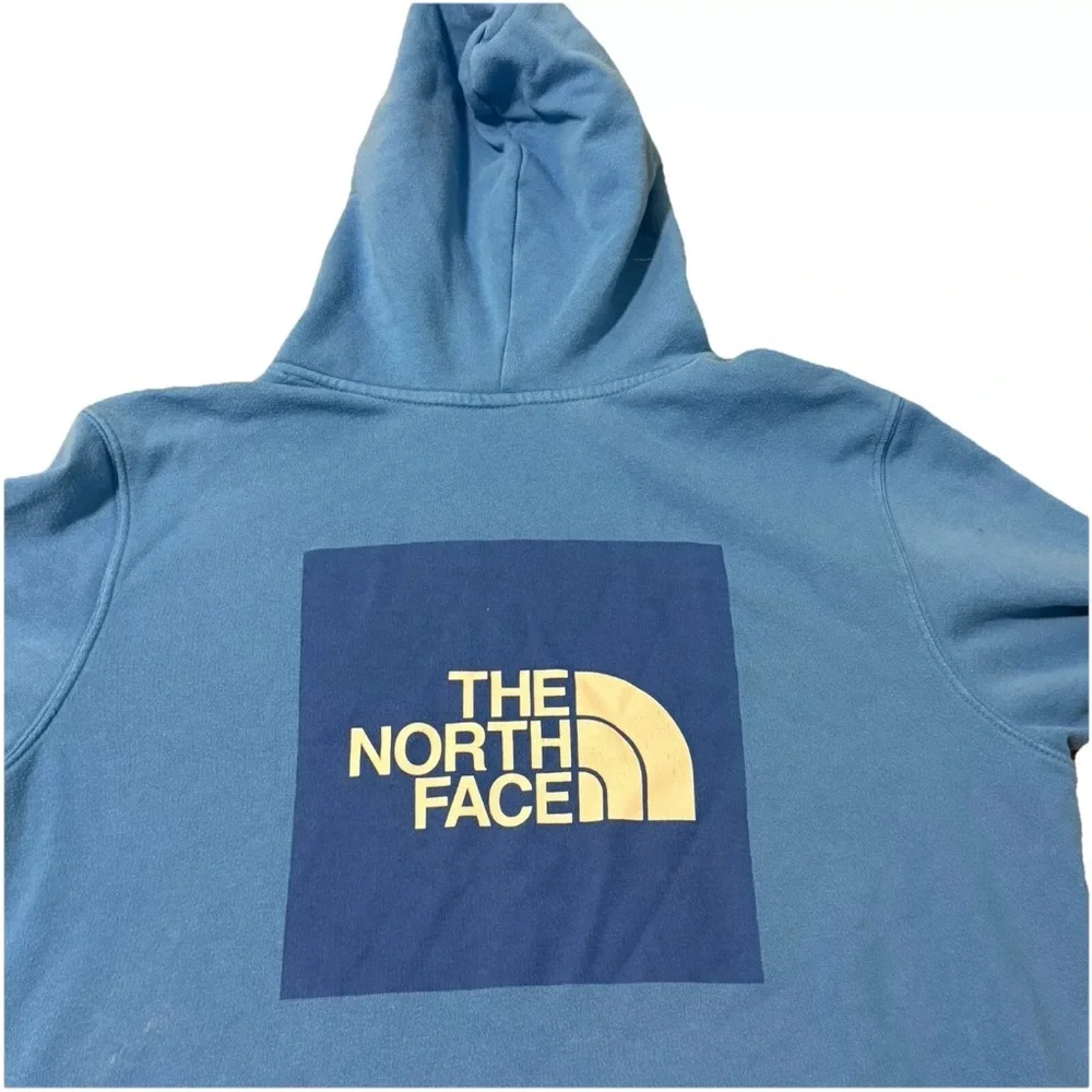 The North Face Blue Pullover Hoodie with Ribbed‎ Cuffs and Soft Texture Large